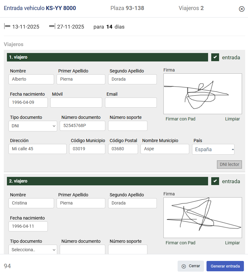 Registro de viajeros