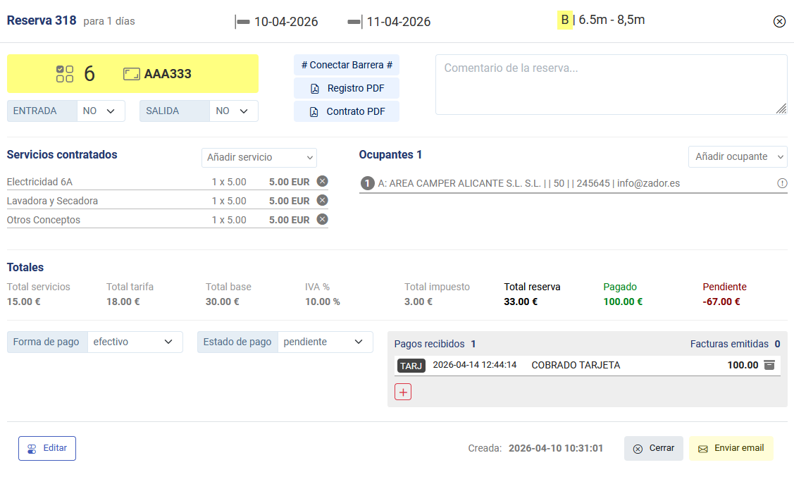 Gestión de reservas